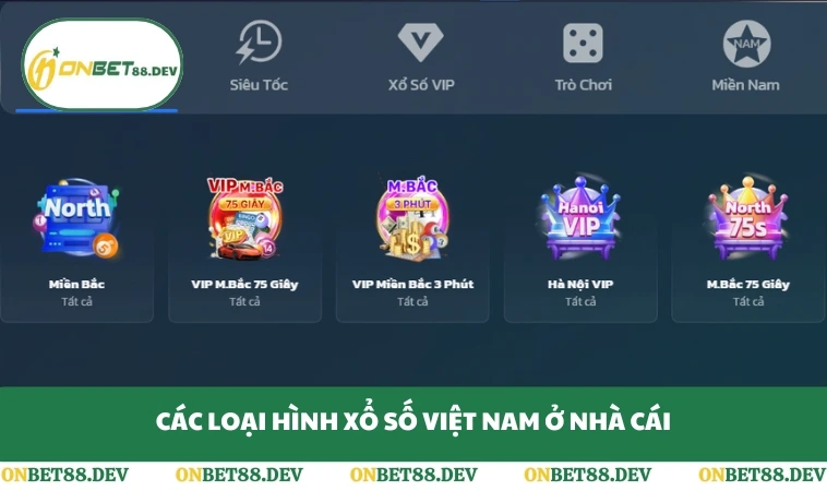 Xổ Số ONBET 2 Các loại hình xổ số Việt Nam ở nhà cái
