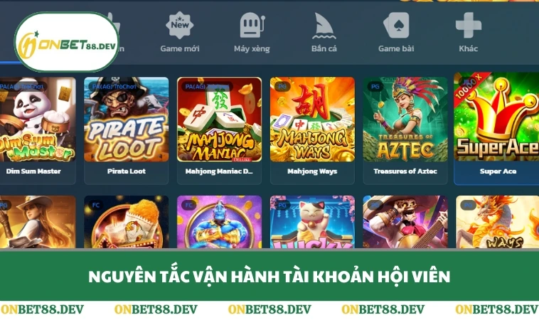 Điều Khoản Sử Dụng ONBET 2 Nguyên tắc vận hành tài khoản hội viên