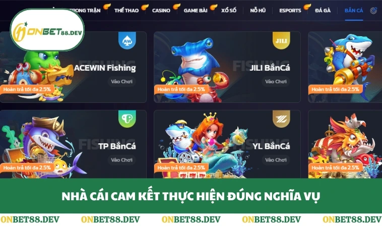 Nhà cái cam kết thực hiện đúng nghĩa vụ